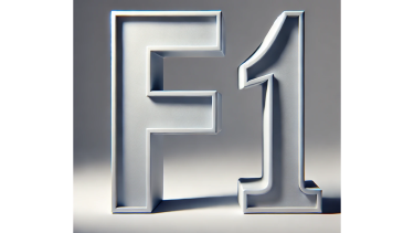 Grey background with letter F and digit one in foreground